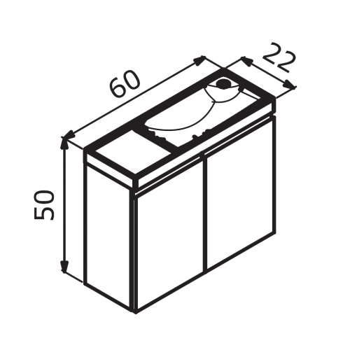 Тумба с раковиной Orka Ferla 5004323 60х22х50 цвет синий матовый - фото 5