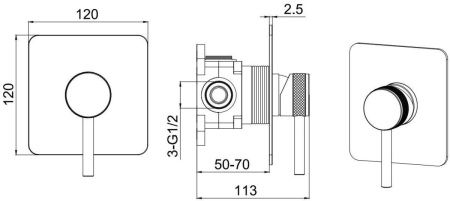 Смеситель для душа Allen Brau Priority 5.31012-MG встраиваемый в стену серый