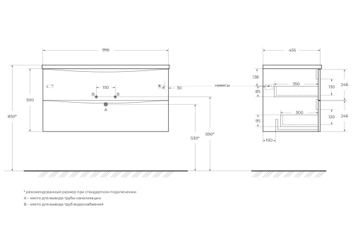 Тумба под раковину BelBagno Marino-Cer-N MARINO-CER-N-1000-2C-SO-RNG-P 100х46х50 - фото 2