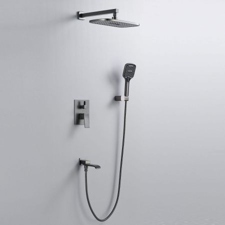 Душевая система Shevanik S4035T встраиваемая в стену цвет оружейная сталь