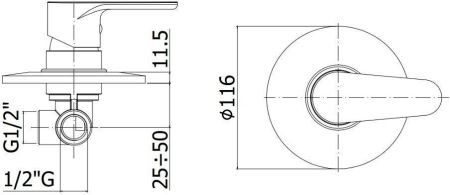 Смеситель для душа Paffoni Green GR010CR встраиваемый в стену хром