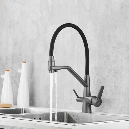 Смеситель для кухни Rose R558Y на мойку оружейная сталь