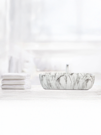 Раковина из сантехнического фаянса WeltWasser WW SK 10000004554 40 см накладная цвет белый/серый без отверстий под смеситель