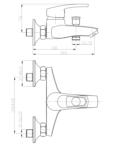 Смеситель для ванны WeltWasser WW MX ISAR 503 -10000002012 настенный хром без термостата - фото 2