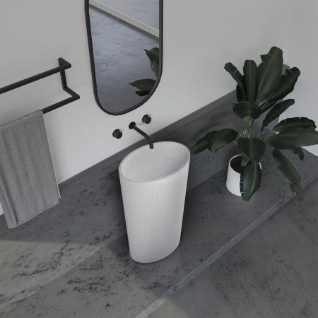 Раковина из искусственного камня Abber STEIN AS2504-H 50х30 напольная цвет белый без отверстий под смеситель