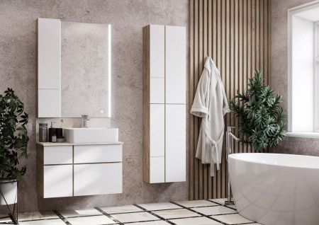 Шкаф-пенал Aquaton Мишель 1A244303MIX40 20х100 подвесной цвет белый/коричневый