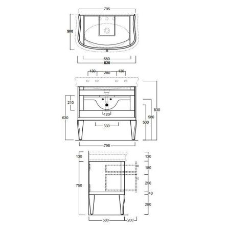 Тумба под раковину Simas Lante LAM90 bi 80х50 напольная цвет белый