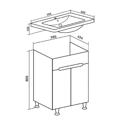 Тумба под раковину Runo Парма 00-00001038 60х40 напольная цвет белый - фото 4