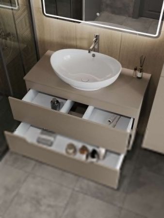 Тумба с раковиной Orange Line Li-100TuLMDF+B08-585W 100х50