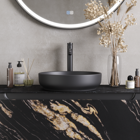 Раковина керамическая Cezares CZR-6595-GO 40х40 накладная цвет серый без отверстий под смеситель