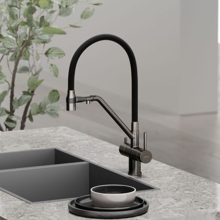 Смеситель для кухни Sancos Dora SC4003GG на мойку вороненая сталь