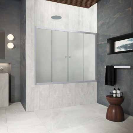 Душевая шторка на ванну Vegas-Glass Z2V Protec Z2V Protec 195 07 10 195х140 стекло матовое профиль хром матовый ориентация универсальная