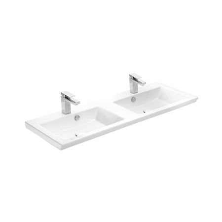 Раковина керамическая Dreja Isik 4120-KL 120х40 подвесная цвет белый 2 отверстия под смеситель