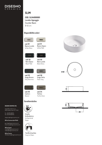 Раковина Disegno Ceramica Slim 40 см SL04000055 накладная цвет коричневый - фото 2