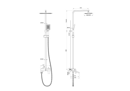 Душевая стойка Wonzon & Woghand Fit WW-88739009-BGM настенная цвет графит