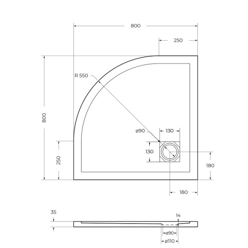 Душевой поддон BelBagno UNO TRAY-MR-UNO-R-80-550-35-W-NO 80х80 искусственный мрамор белый - фото 5