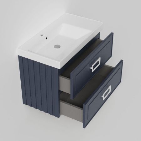 Тумба с раковиной La Fenice Cubo TWIN NFNC-01-CUB-BG-90-2-2-90-2L 90х50 подвесная цвет синий