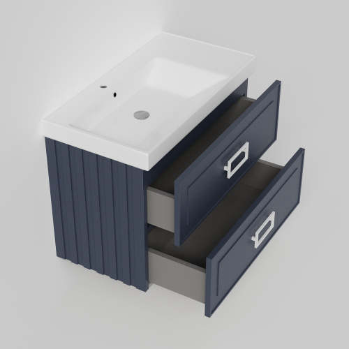 Тумба с раковиной La Fenice Cubo TWIN NFNC-01-CUB-BG-90-2-2-90-2L 91х62х49 подвесная цвет синий - фото 3