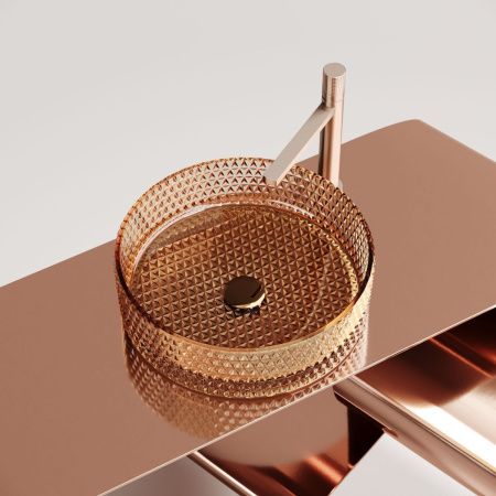 Раковина стеклянная Ceramica Nova CRISTAL CN6058 40х40 накладная цвет бежевый без отверстий под смеситель