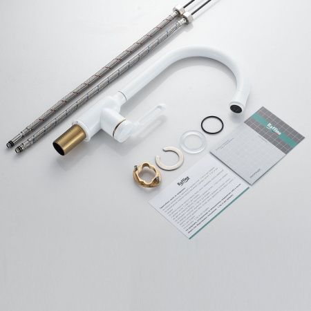 Смеситель для кухни Raffine F103C на мойку белый