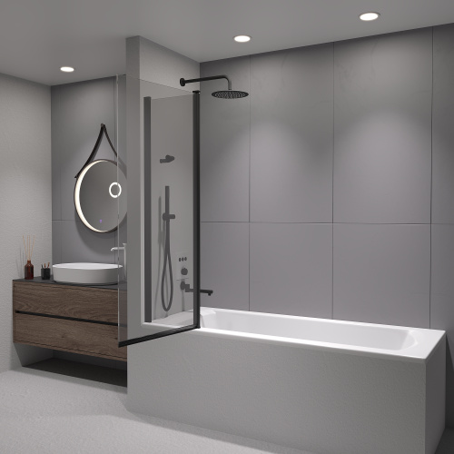 Душевая шторка на ванну RGW Screens 03111110-14 100х140 стекло прозрачное профиль черный ориентация универсальная - фото 3