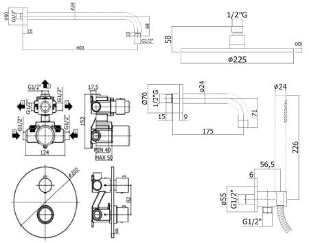 Душевая система Paffoni Light KITLIQ019BO139 встраиваемая в стену