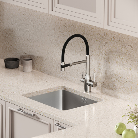 Смеситель для кухни Sancos Garda SC4009BN на мойку брашированный никель/черный без термостата