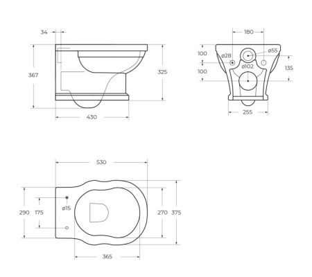 Чаша унитаза подвесная BelBagno BOHEME BB115CH цвет белый без сиденья безободковая каскадный смыв