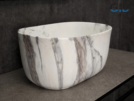 Раковина керамическая Gid Creativo 54481 50х30 накладная цвет многоцветный без отверстий под смеситель