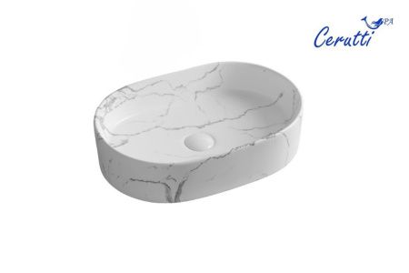 Раковина из сантехнического фарфора Cerutti SPA CR0055B MMW2 50х40 накладная цвет белый без отверстий под смеситель