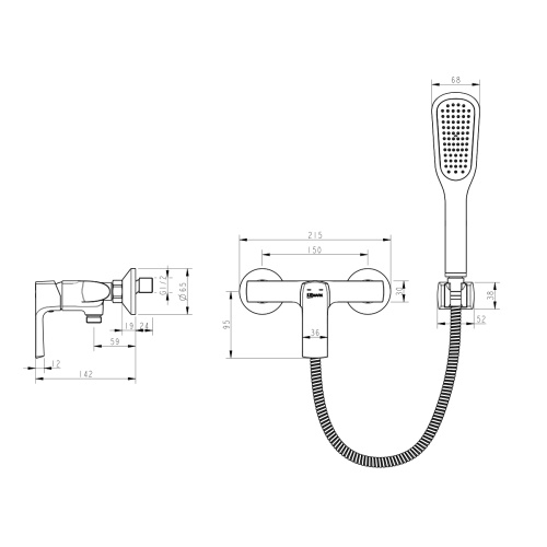 Смеситель для душа LeMark Ursus LM7203BL настенный черный без термостата - фото 2