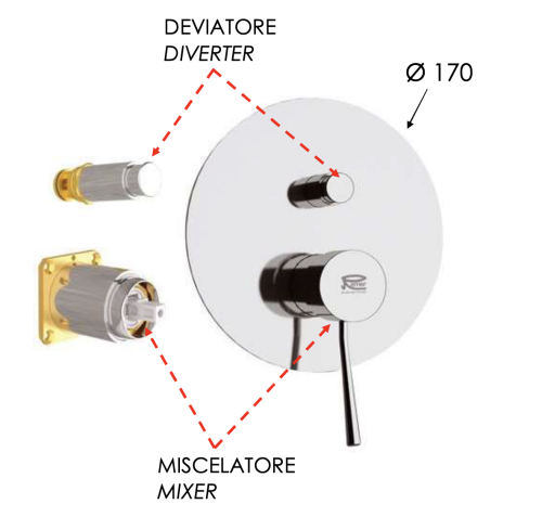 Смеситель для душа Remer Minimal N09KB встраиваемый в стену хром - фото 2