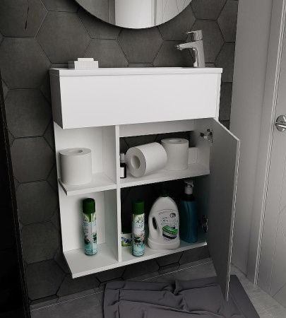 Тумба с раковиной 1MarKa Stretto У94717 60х20 подвесная цвет белый