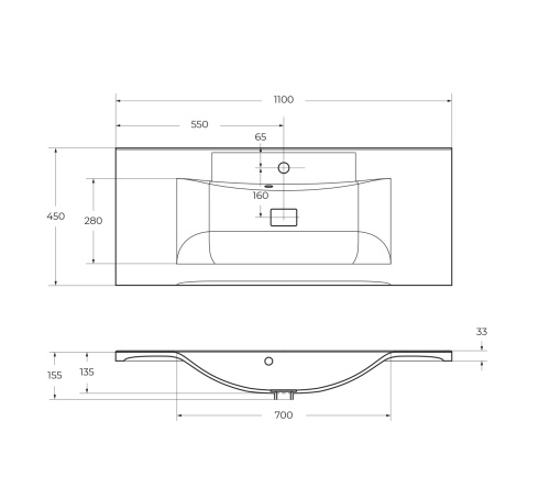 Раковина из искусственного камня BelBagno BB1100/450-LV-MR-PR 120х45 накладная цвет белый - фото 2