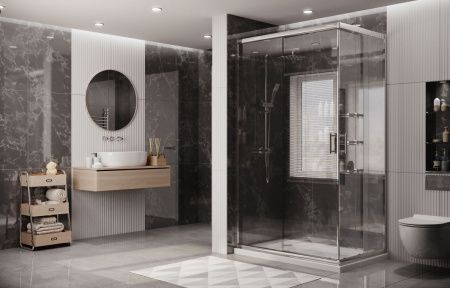 Душевой уголок Ambassador Kingston 14011101 120х80 стекло прозрачное профиль хром без поддона