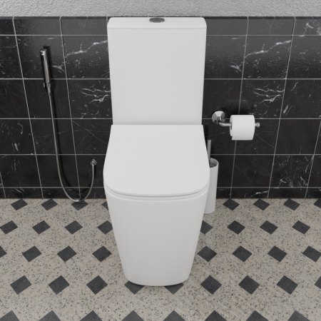 Унитаз напольный с бачком CeramaLux 1288A белый с сиденьем микролифт безободковый