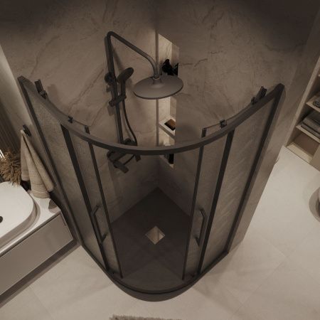 Душевой уголок Grossman Cosmo 301.K33.02.9090.21.02 90х90 стекло текстурное профиль черный без поддона
