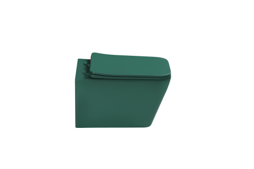 Унитаз подвесной SantiLine SL-5007G цвет зеленый матовый с сиденьем микролифт безободковый смыв воронка-водоворот - фото 3