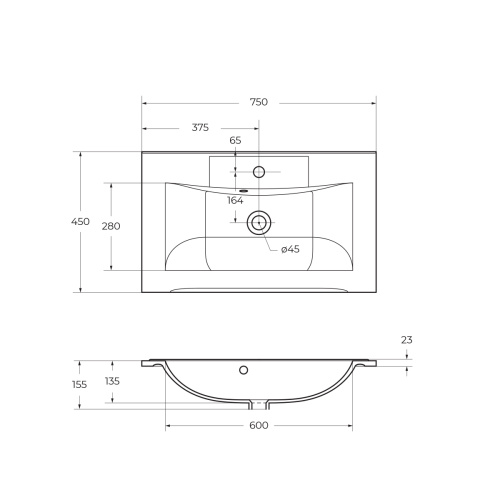 Раковина из искусственного камня BelBagno BB750/450-LV-MR-PR 75х45 накладная цвет белый - фото 2