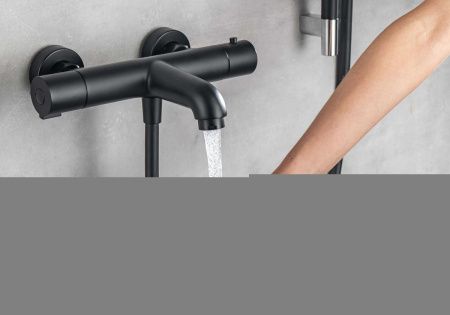 Смеситель для ванны Aquatek ВЕГА AQ1043MB настенный черный с термостатом