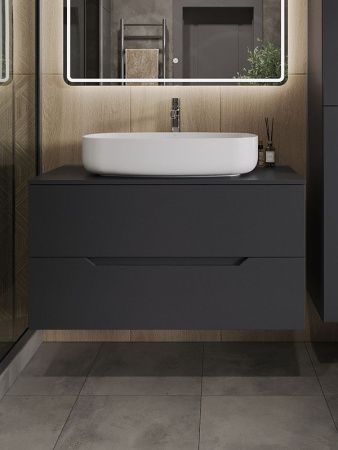 Тумба с раковиной Orange Line Li-100TugMDF+B07-675W 100х50 цвет серый