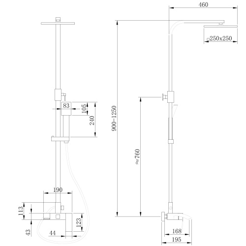 Душевая стойка ABBER AF8616 настенная цвет хром - фото 3