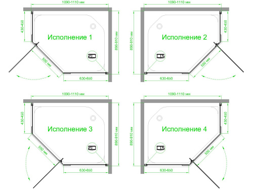 Душевой уголок Royal Bath TR RB1190TR-T 90х110 стекло прозрачное профиль белый без поддона - фото 4