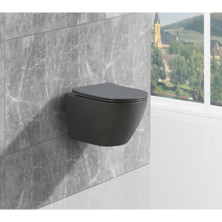 Унитаз подвесной Esbano AMAPOLA ESUPAMAPGM серый матовый с сиденьем микролифт безободковый каскадный смыв