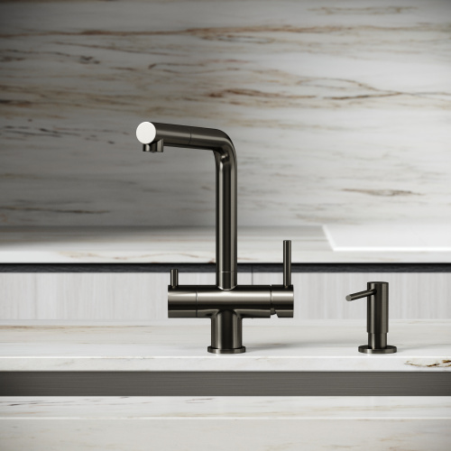 Смеситель для кухни Sancos Spin SC4015GG на мойку вороненая сталь - фото 4