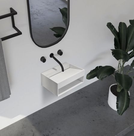 Тумба с раковиной Abber AS2645-0.6 60х50 подвесная цвет белый