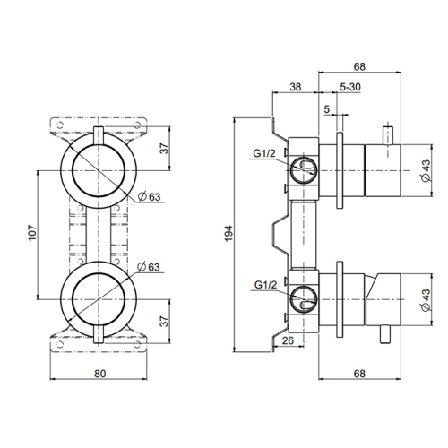 Смеситель для душа QuadroDesign Source 1247.00AS встраиваемый в стену нержавеющая сталь без термостата - фото 2
