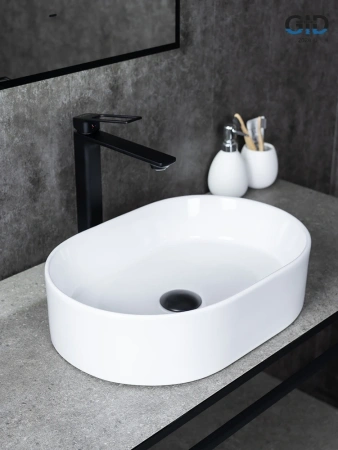 Раковина керамическая Gid Lago 51239 50х30 накладная цвет белый без отверстий под смеситель