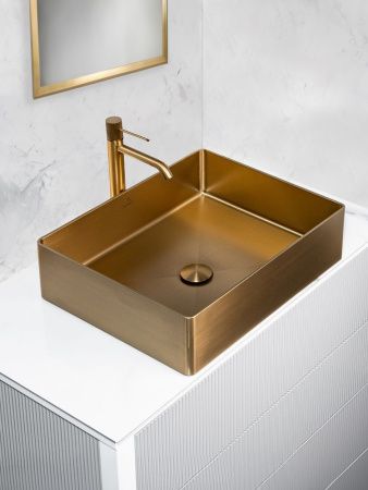 Раковина из нержавеющей стали AltroBagno Accordo AltroBagnoAccordo001009OrSp 50х40 накладная цвет золото