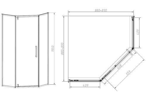 Душевой уголок Vincea Slim-N VSP-4SN900CLGM 90х90 стекло прозрачное профиль вороненая сталь - фото 4